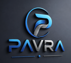 PAVRA premium 3D blue and silver logo on a dark textured wall representing innovation, smart technology, and modern lifestyle products.